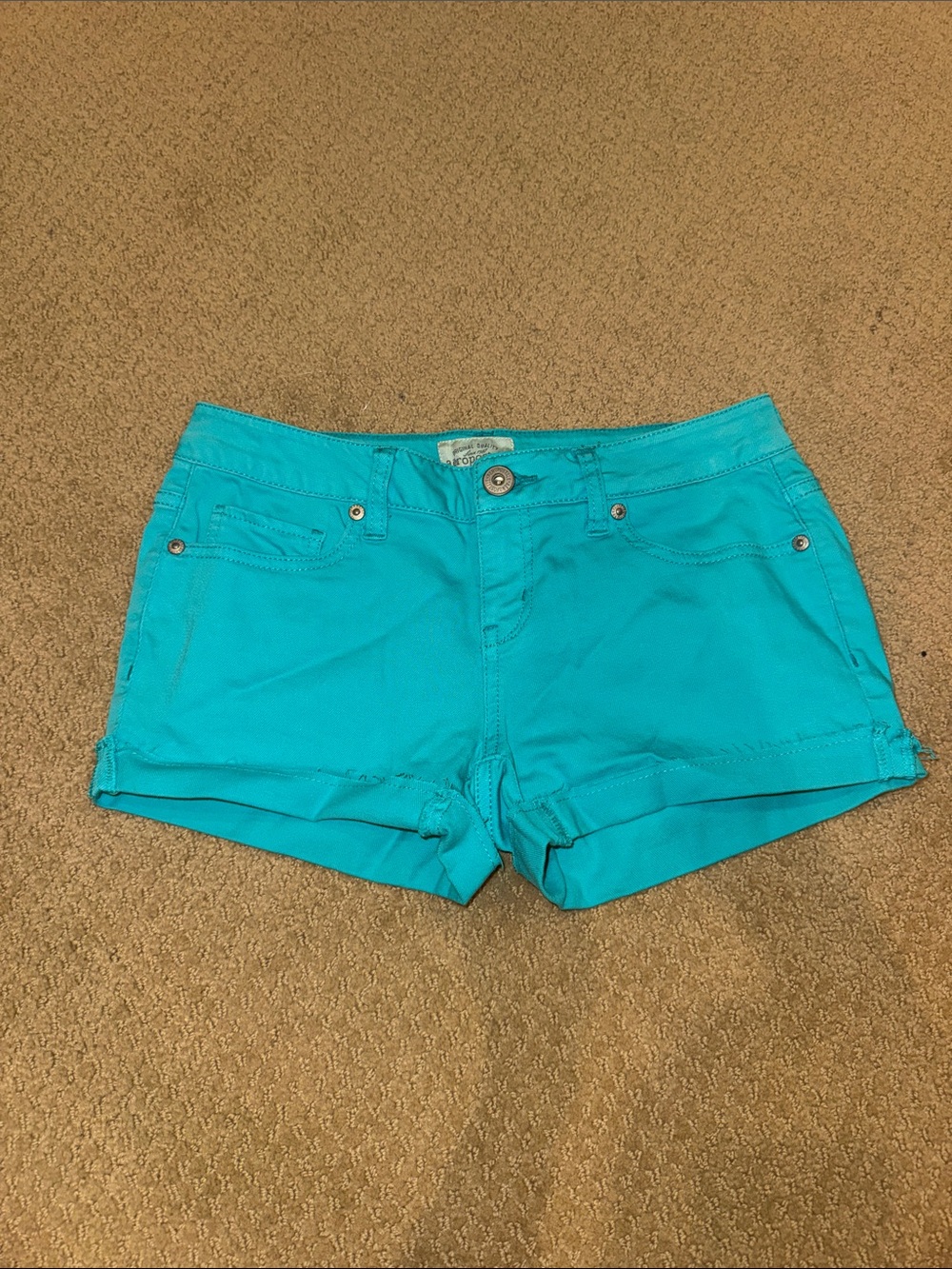 Aeropostale Turquoise Cuffed Women's Jean Shorts